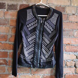 Studded black stretchy sweater